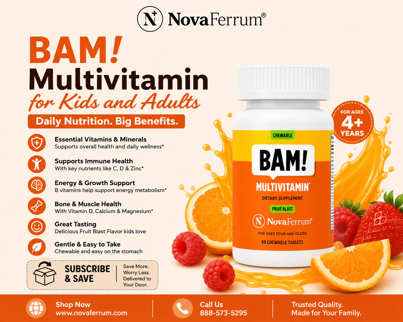 NovaFerrum BAM Chewable Multivitamin logo
