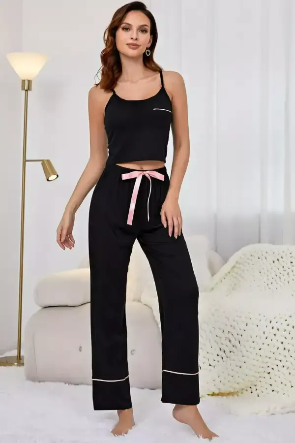 Cropped Cami & Pants Loungewear Set logo